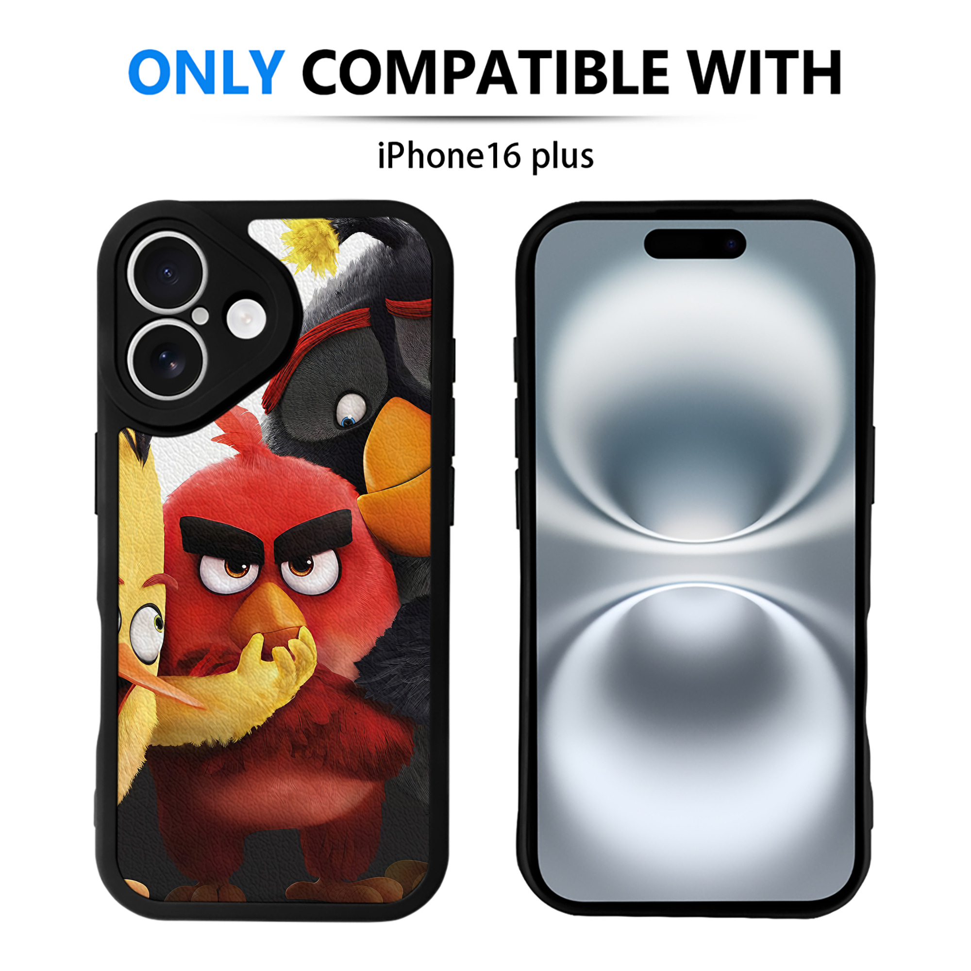 （画像用） Angry Birds アングリーバード 【iPhone 16シリーズ対応】シリコンスマホケース（レザー調） 材質：シリコン